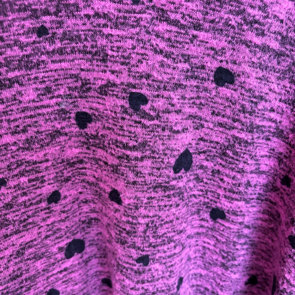 Philosophy Berry Pink And Black Hearts Tunic Length V Neck Sweater Size Small - Picture 4 of 9